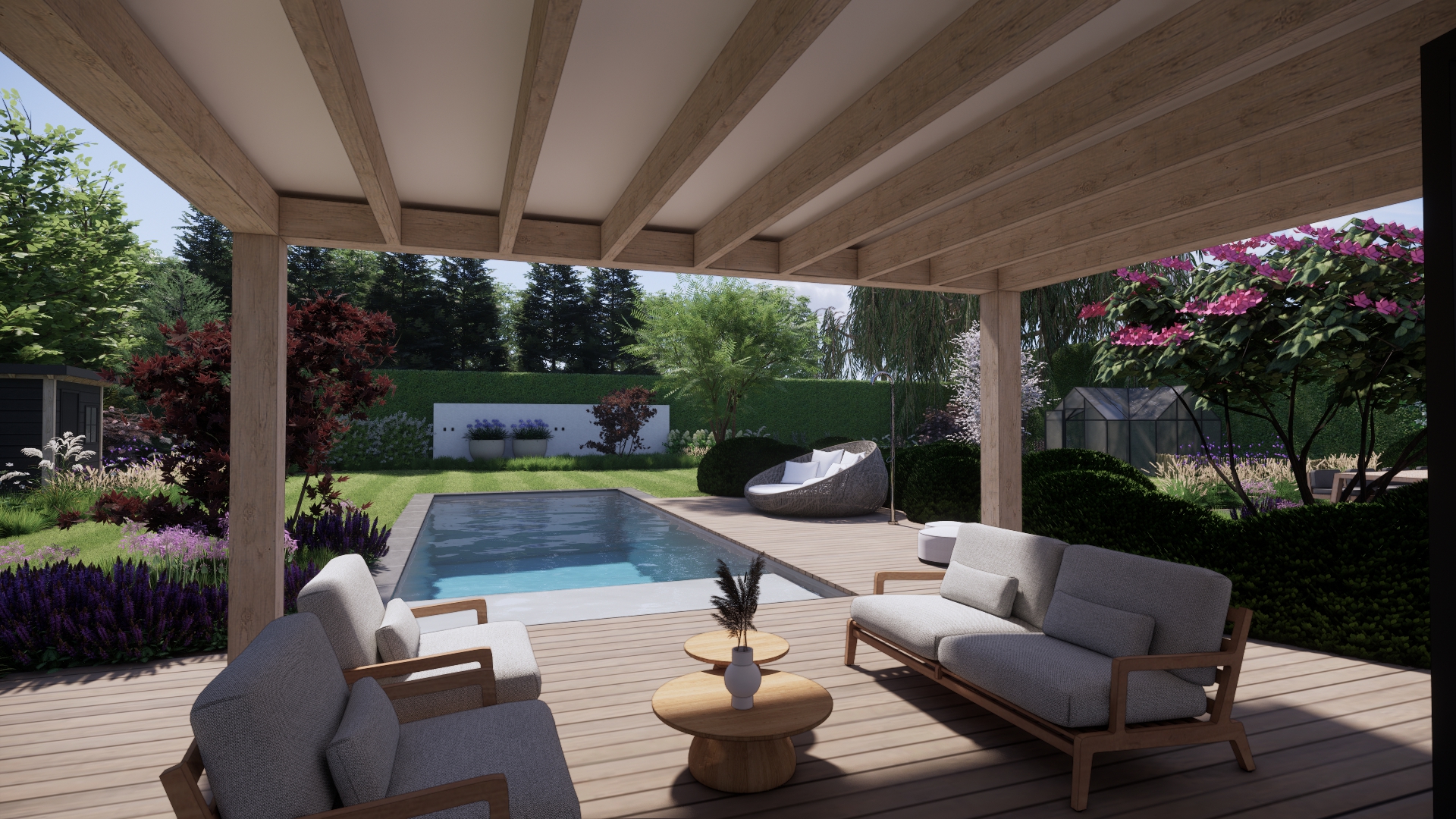 Tuinontwerp met zwembad